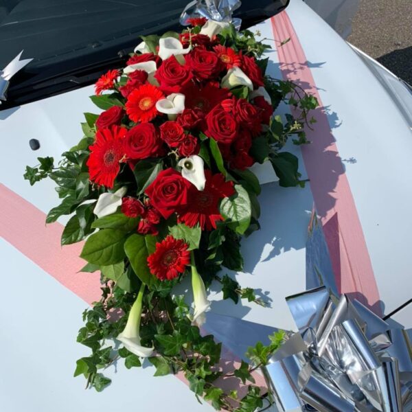 Décoration de voiture rouge et blanc