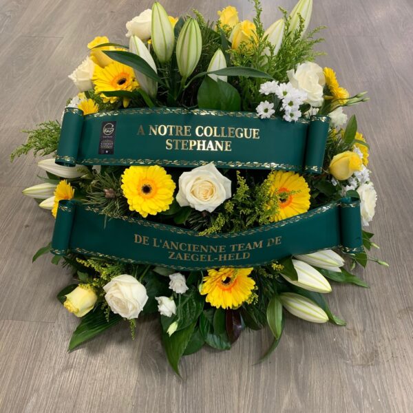 Alternative view of Coussin rond jaune et blanc