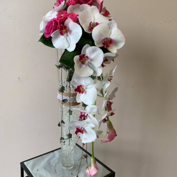 Bouquet retombant rose fushia