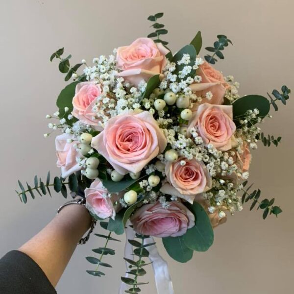Bouquet roses anglaises et blanc