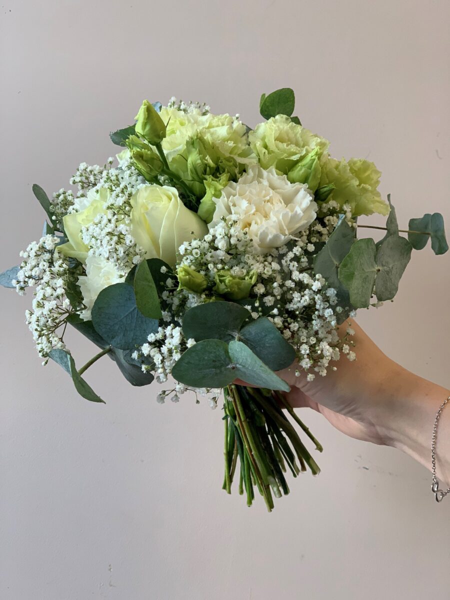 Bouquet de mariée vert et blanc