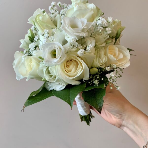 Bouquet de mariée rond blanc