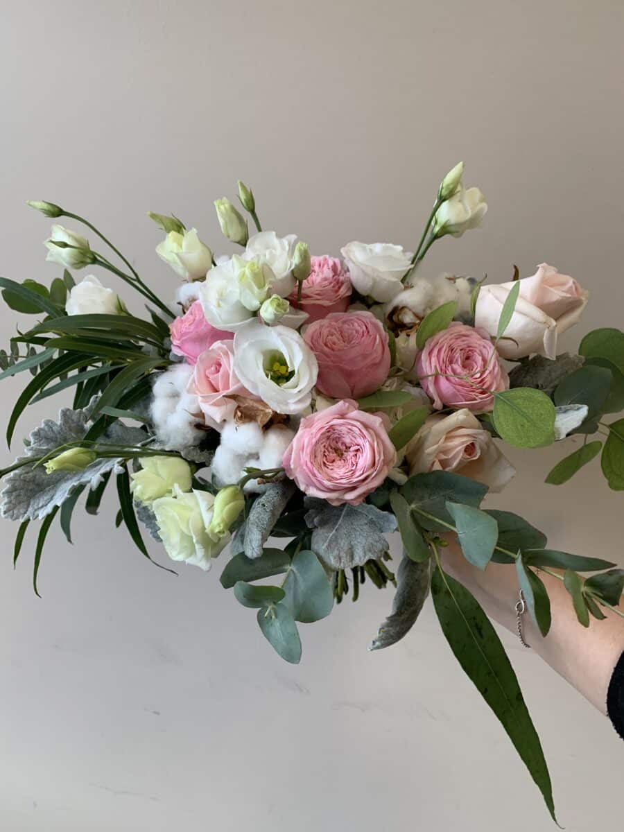 Bouquet allongé rose et blanc