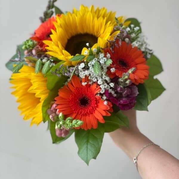 Bouquet de mariée coloré champêtre tournesol