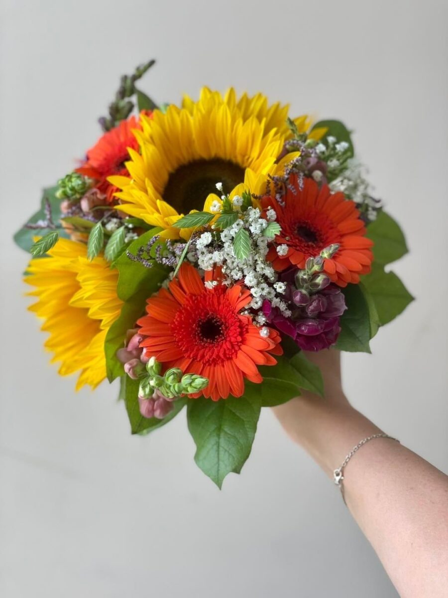 Bouquet de mariée coloré champêtre tournesol
