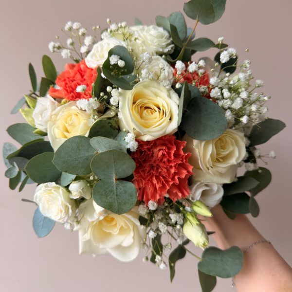Bouquet de mariée orange et blanc