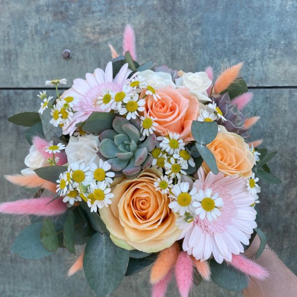 Alternative view of Bouquet de mariée rose pastel et pêche